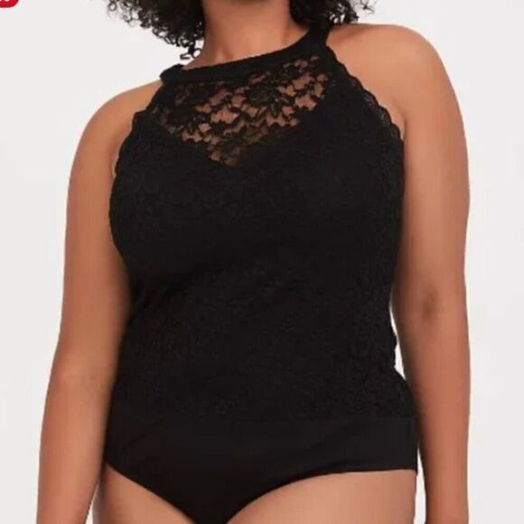 Torrid black lace choker collar sleeveless bodysuit 1 - Picture 1 of 10